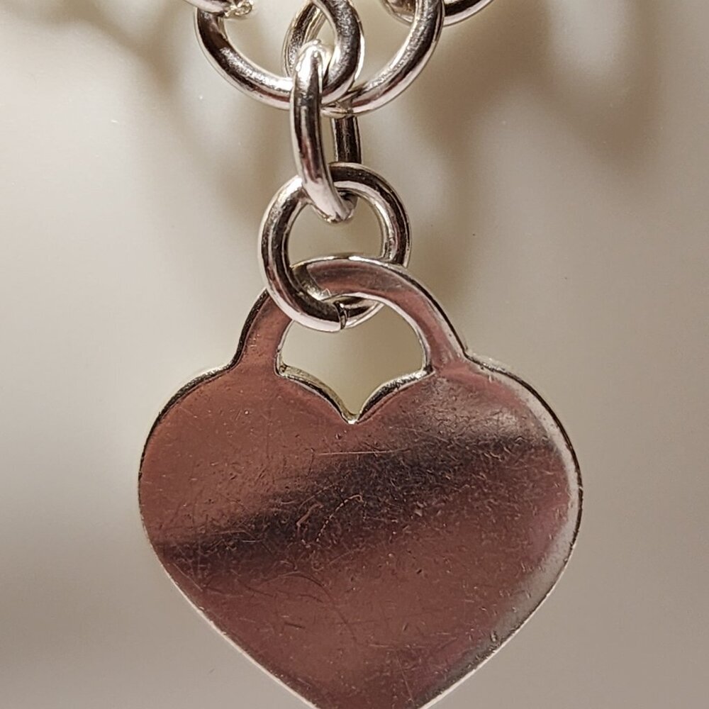 925 Silver Heart Charm Necklace - Picture 6 of 7